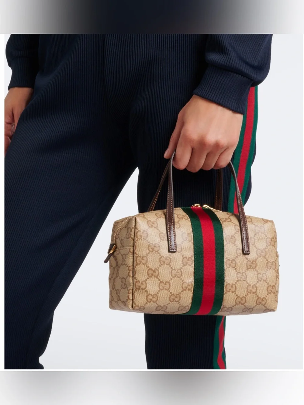 GUCCI GG mini web stripe Boston crossbody bag